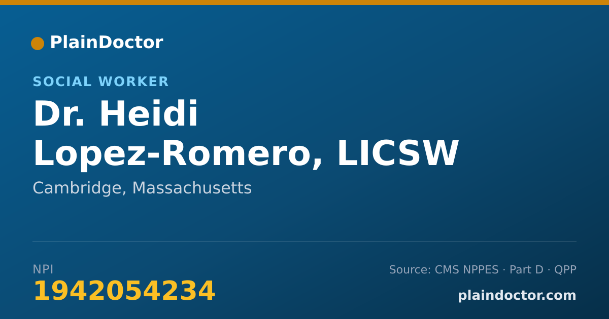 Shareable card for Heidi Lopez-Romero, LICSW - Social Worker, Cambridge, MA