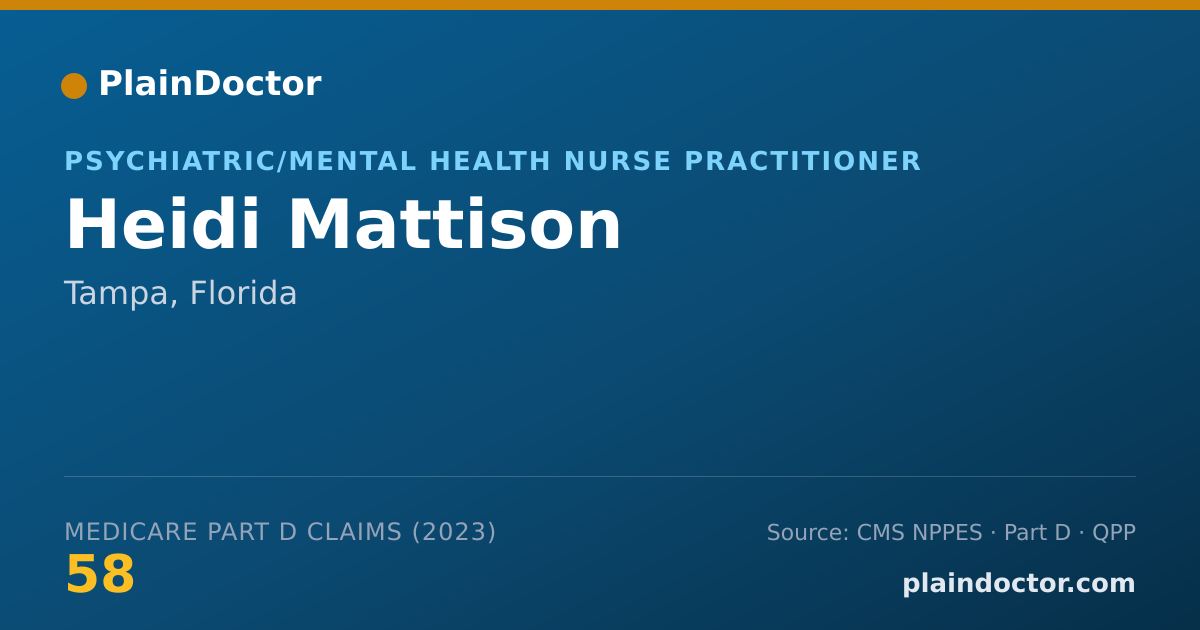 Shareable card for Heidi Mattison - Psychiatric/Mental Health Nurse Practitioner, Tampa, FL