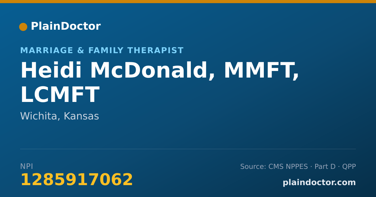 Shareable card for Heidi McDonald, MMFT, LCMFT - Marriage & Family Therapist, Wichita, KS