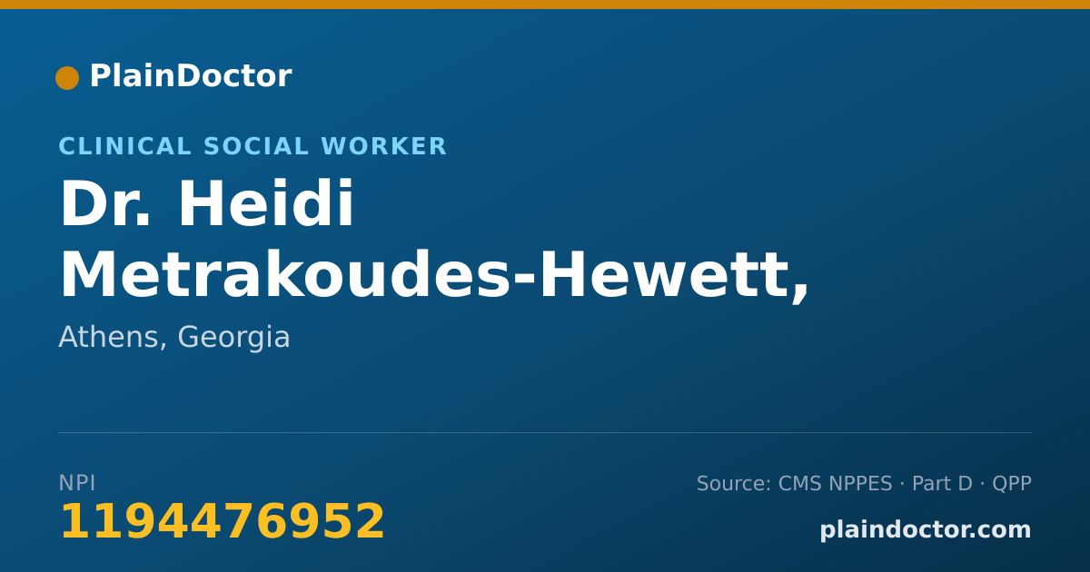Shareable card for Heidi Metrakoudes-Hewett, LCSW - Clinical Social Worker, Athens, GA