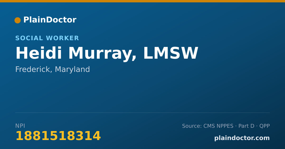 Shareable card for Heidi Murray, LMSW - Social Worker, Frederick, MD