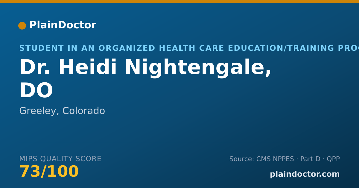 Shareable card for Heidi Nightengale, DO - Student in an Organized Health Care Education/Training Program, Greeley, CO