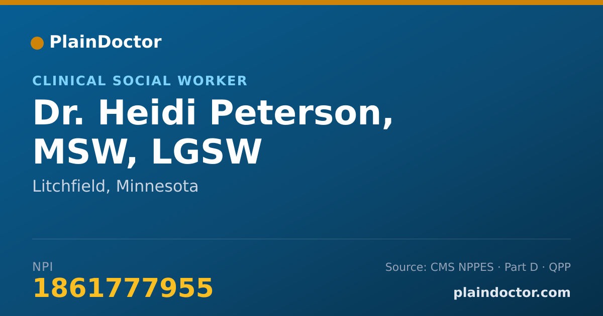 Shareable card for Heidi Peterson, MSW, LGSW - Clinical Social Worker, Litchfield, MN
