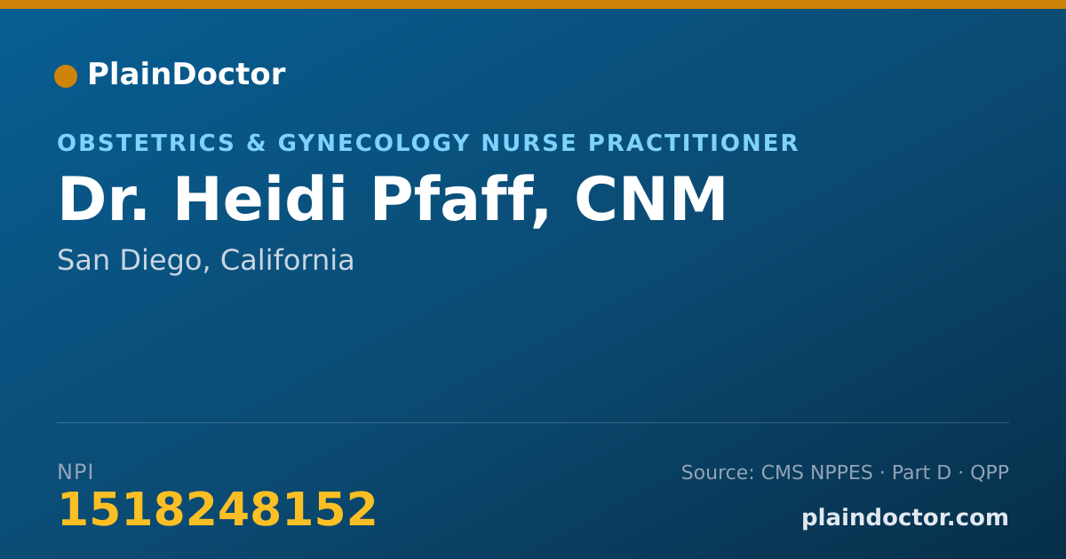 Shareable card for Heidi Pfaff, CNM - Obstetrics & Gynecology Nurse Practitioner, San Diego, CA