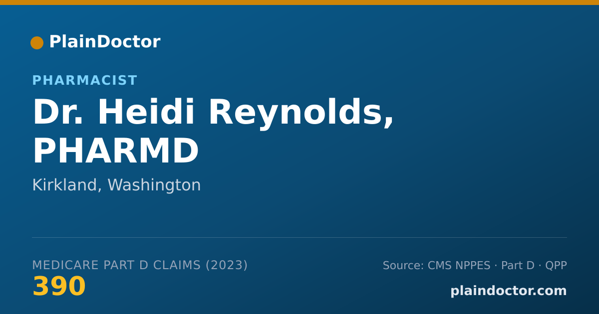 Shareable card for Heidi Reynolds, PHARMD - Pharmacist, Kirkland, WA