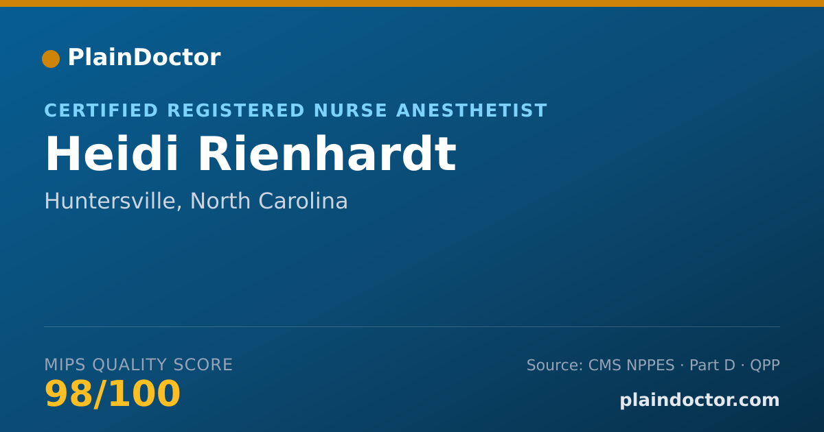 Shareable card for Heidi Rienhardt - Certified Registered Nurse Anesthetist, Huntersville, NC