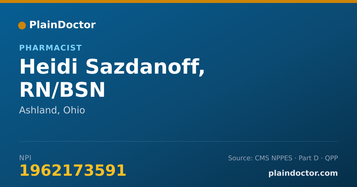 Shareable card for Heidi Sazdanoff, RN/BSN - Registered Nurse, Ashland, OH