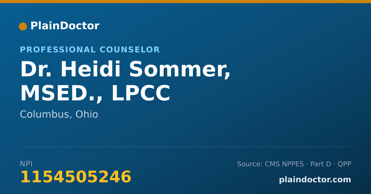 Shareable card for Heidi Sommer, MSED., LPCC - Professional Counselor, Columbus, OH