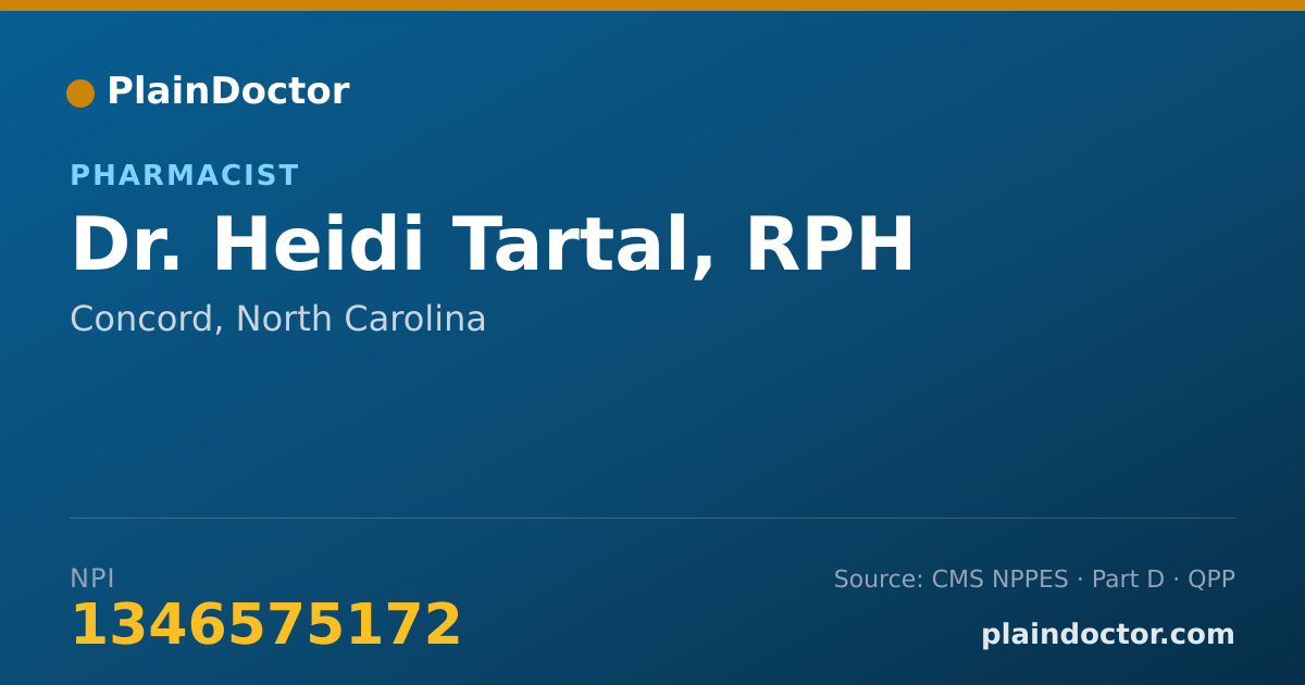 Shareable card for Heidi Tartal, RPH - Pharmacist, Concord, NC