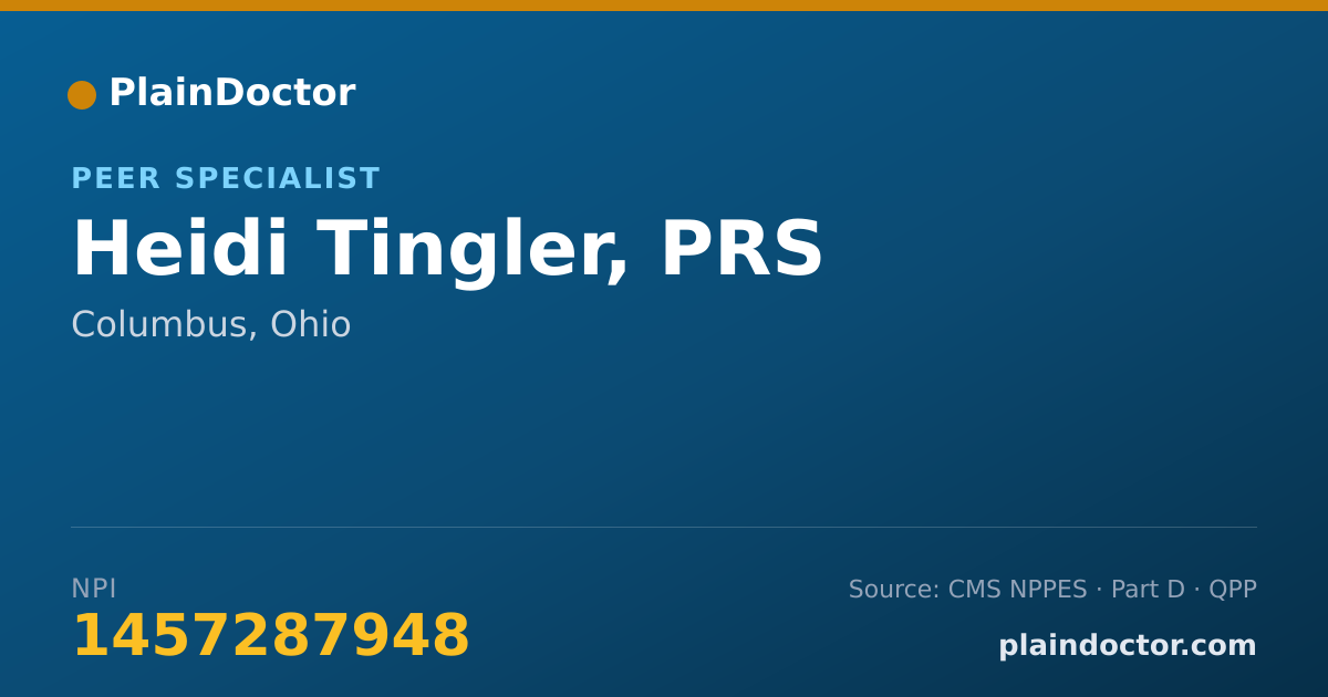 Shareable card for Heidi Tingler, PRS - Peer Specialist, Columbus, OH