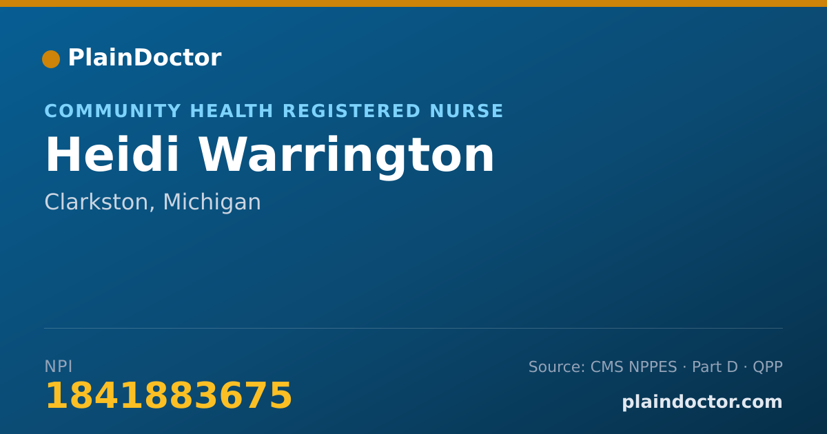 Shareable card for Heidi Warrington - Community Health Registered Nurse, Clarkston, MI