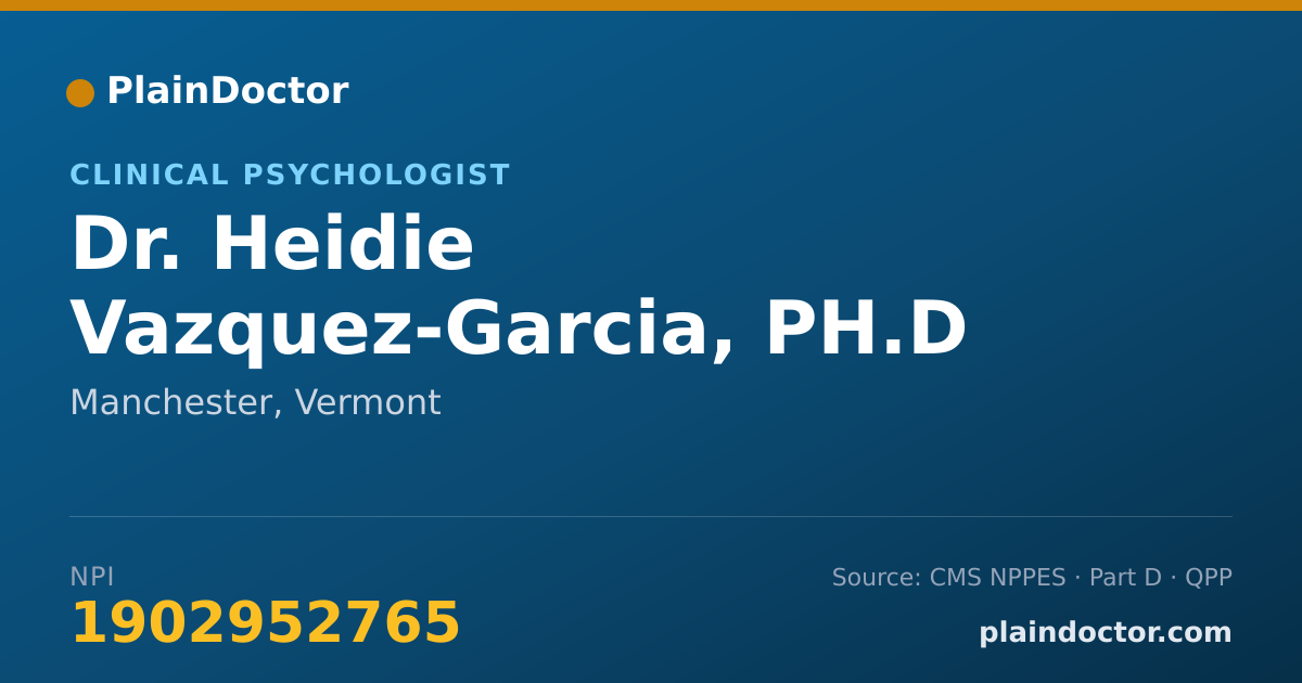 Shareable card for Heidie Vazquez-Garcia, PH.D - Clinical Psychologist, Manchester, VT