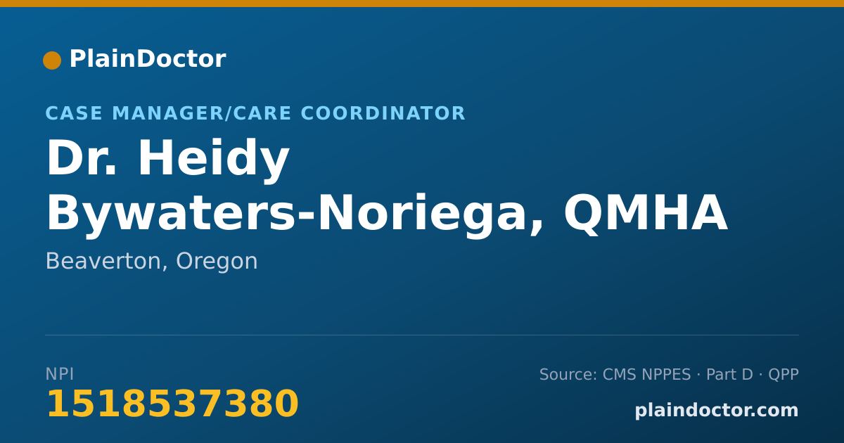 Shareable card for Heidy Bywaters-Noriega, QMHA - Case Manager/Care Coordinator, Beaverton, OR