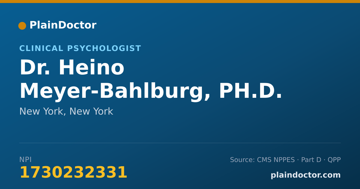 Shareable card for Heino Meyer-Bahlburg, PH.D. - Clinical Psychologist, New York, NY