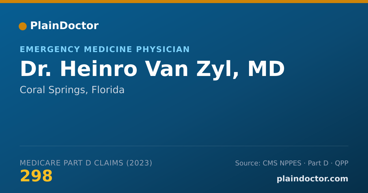 Shareable card for Heinro Van Zyl, MD - Emergency Medicine Physician, Coral Springs, FL