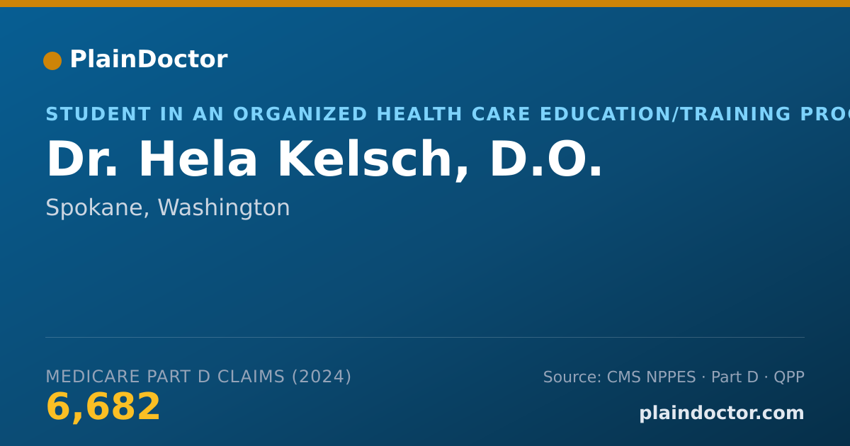 Shareable card for Hela Kelsch, D.O. - Student in an Organized Health Care Education/Training Program, Spokane, WA