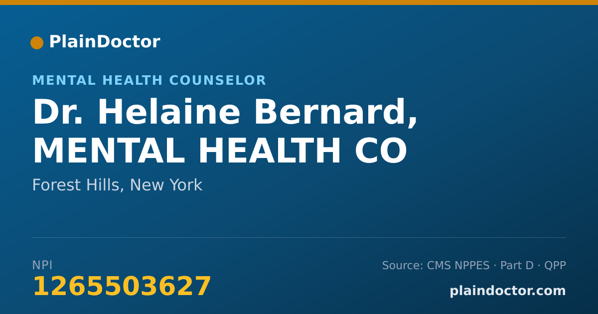 Shareable card for Helaine Bernard, MENTAL HEALTH CO - Mental Health Counselor, Forest Hills, NY