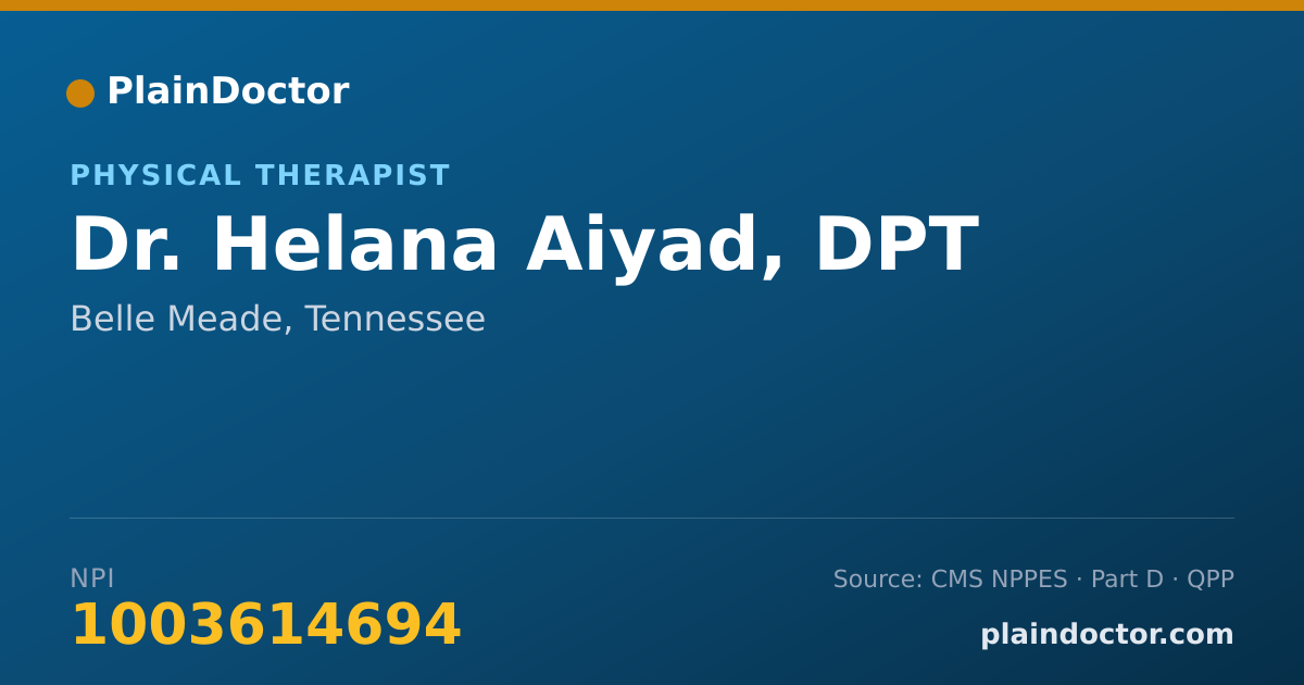 Shareable card for Helana Aiyad, DPT - Physical Therapist, Belle Meade, TN
