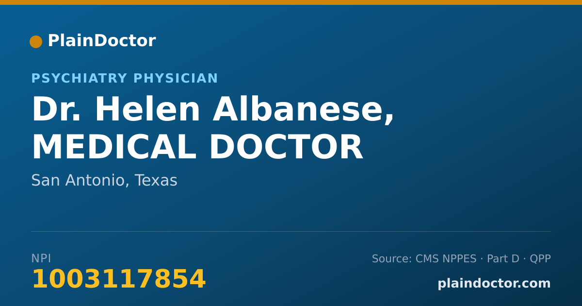 Shareable card for Helen Albanese, MEDICAL DOCTOR - Psychiatry Physician, San Antonio, TX
