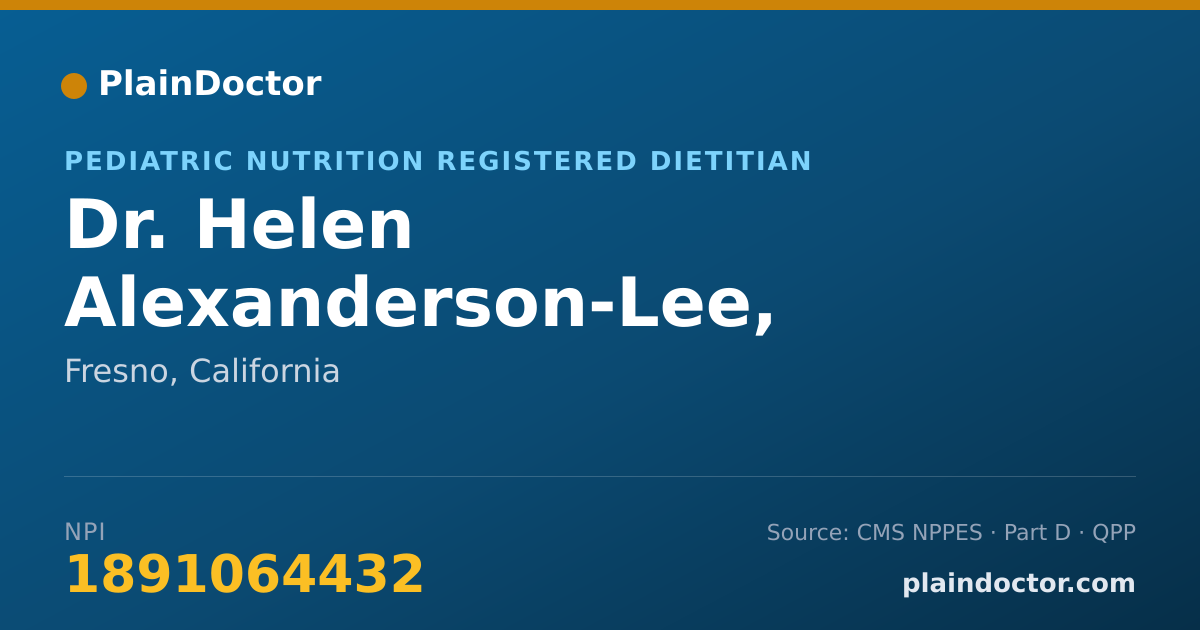 Shareable card for Helen Alexanderson-Lee, PH.D., R.D. - Pediatric Nutrition Registered Dietitian, Fresno, CA