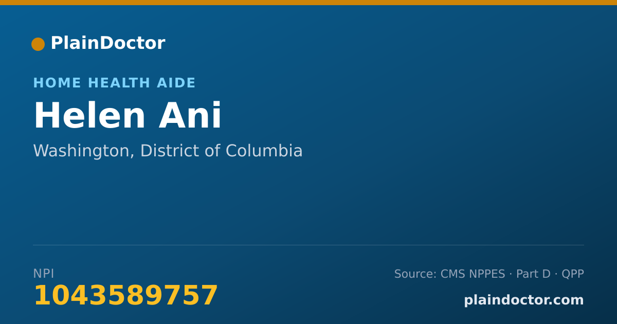 Shareable card for Helen Ani - Home Health Aide, Washington, DC