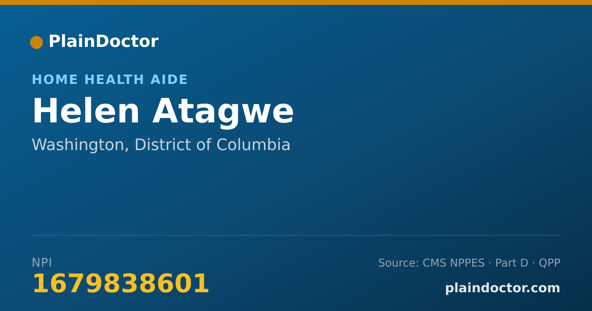 Shareable card for Helen Atagwe - Home Health Aide, Washington, DC