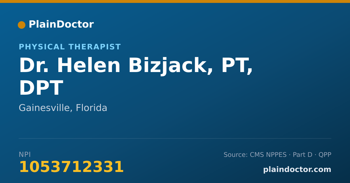 Shareable card for Helen Bizjack, PT, DPT - Physical Therapist, Gainesville, FL