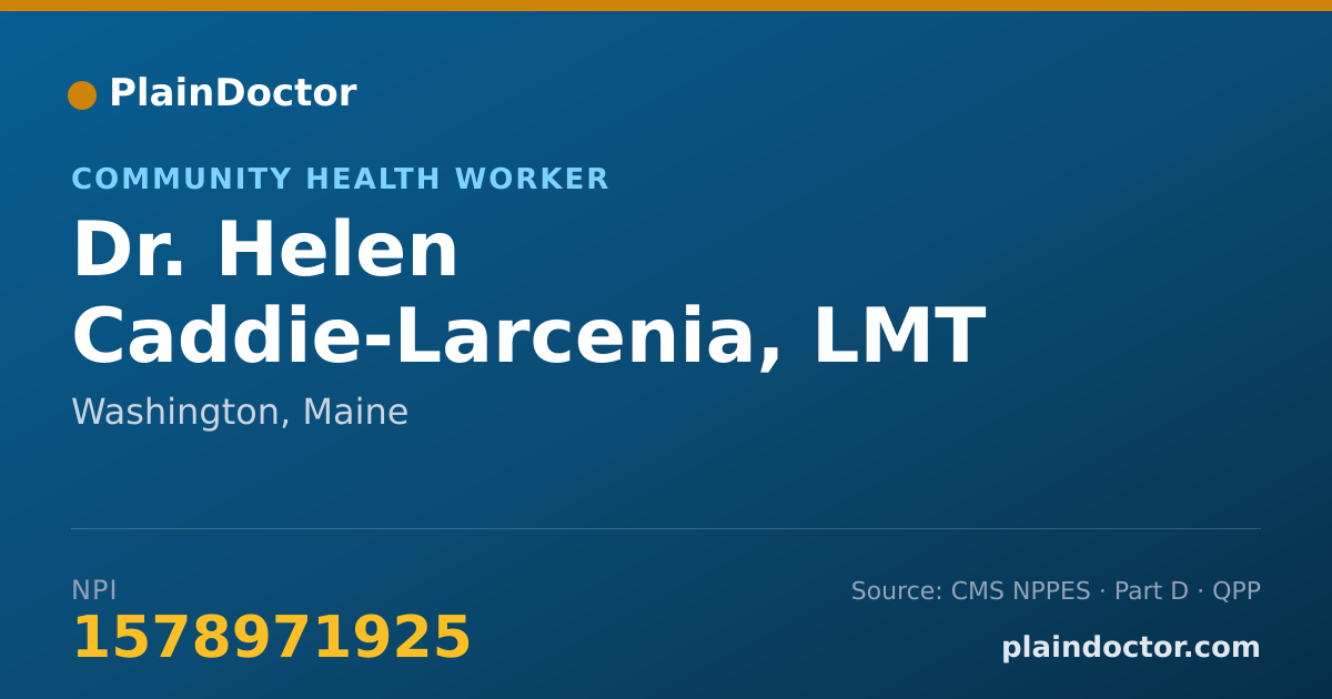 Shareable card for Helen Caddie-Larcenia, LMT - Community Health Worker, Washington, ME
