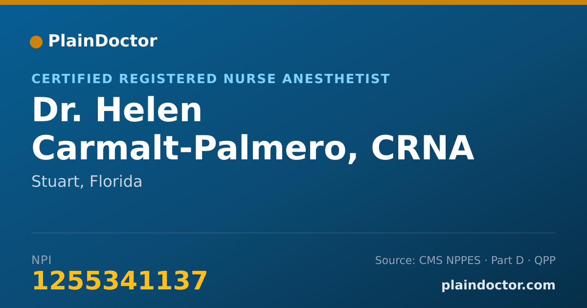 Shareable card for Helen Carmalt-Palmero, CRNA - Certified Registered Nurse Anesthetist, Stuart, FL