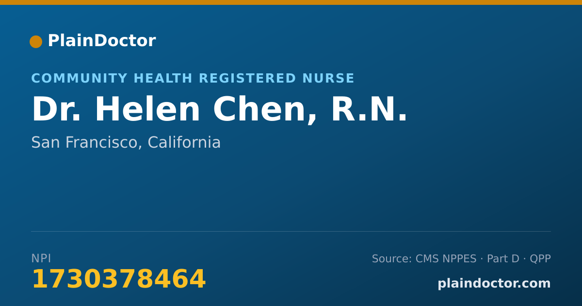 Shareable card for Helen Chen, R.N. - Community Health Registered Nurse, San Francisco, CA