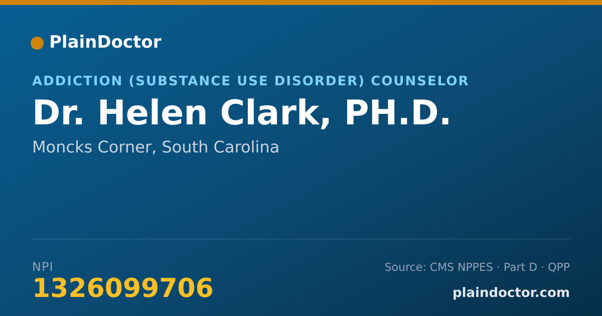 Shareable card for Helen Clark, PH.D. - Addiction (Substance Use Disorder) Counselor, Moncks Corner, SC