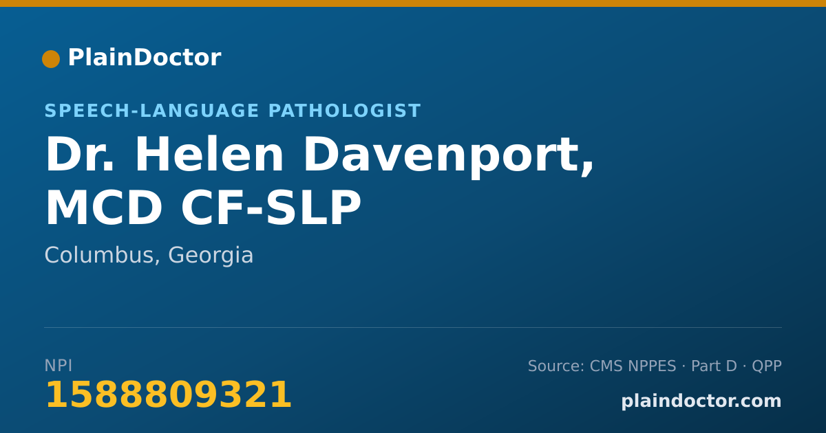 Shareable card for Helen Davenport, MCD CF-SLP - Speech-Language Pathologist, Columbus, GA