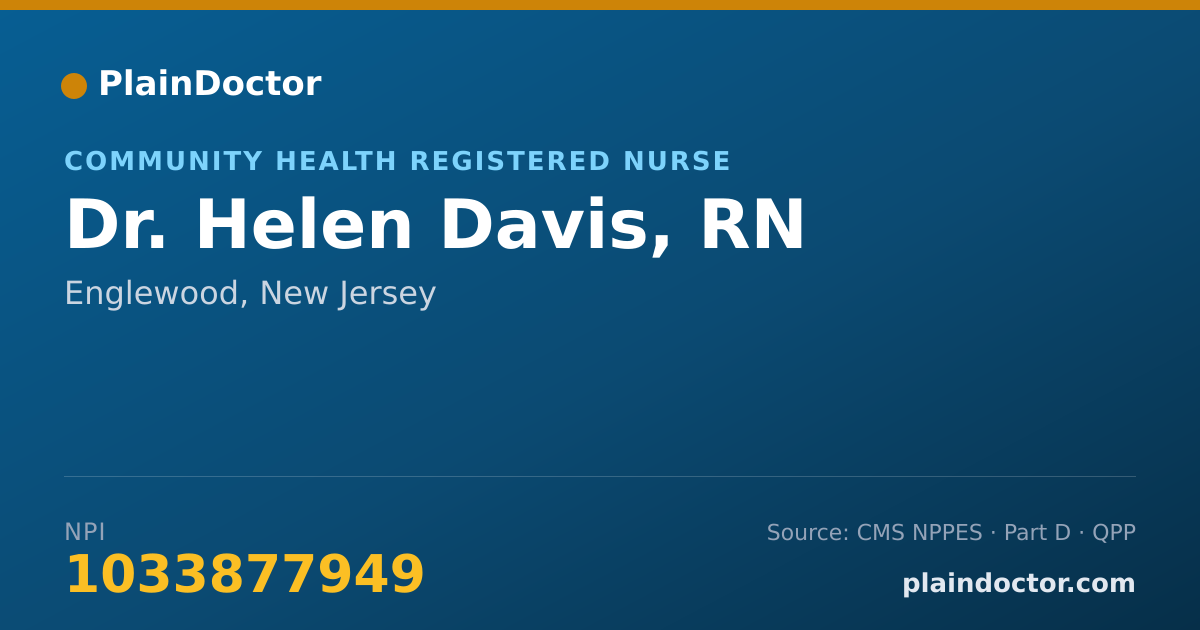 Shareable card for Helen Davis, RN - Community Health Registered Nurse, Englewood, NJ