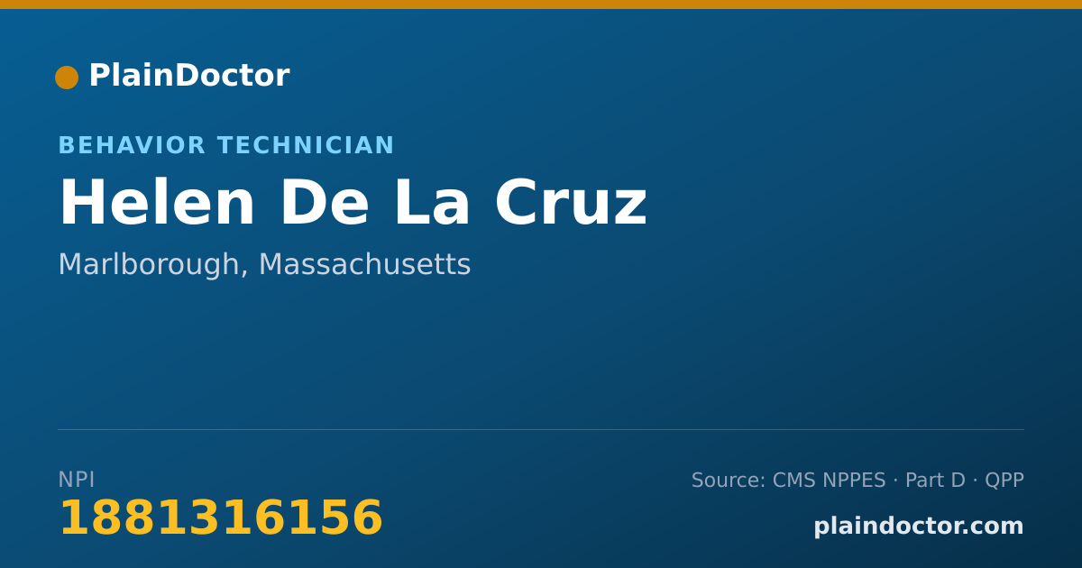 Shareable card for Helen De La Cruz - Behavior Technician, Marlborough, MA