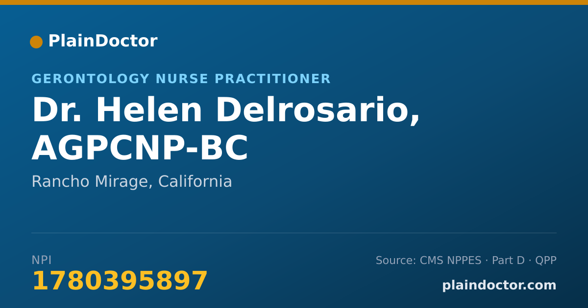 Shareable card for Helen Delrosario, AGPCNP-BC - Gerontology Nurse Practitioner, Rancho Mirage, CA