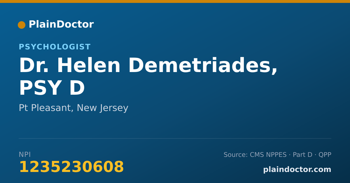Shareable card for Helen Demetriades, PSY D - Psychologist, Pt Pleasant, NJ