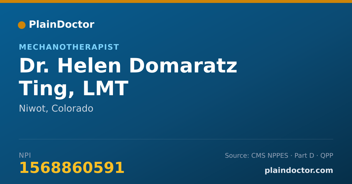 Shareable card for Helen Domaratz Ting, LMT - Mechanotherapist, Niwot, CO