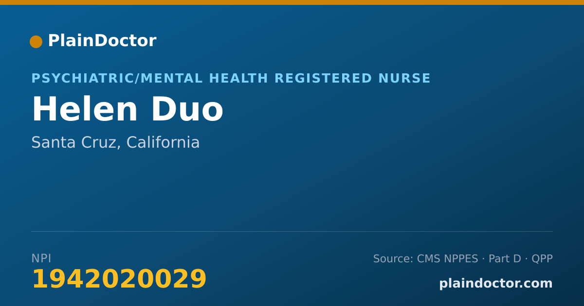 Shareable card for Helen Duo - Psychiatric/Mental Health Registered Nurse, Santa Cruz, CA
