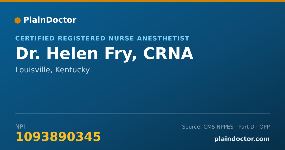 Shareable card for Helen Fry, CRNA - Certified Registered Nurse Anesthetist, Louisville, KY