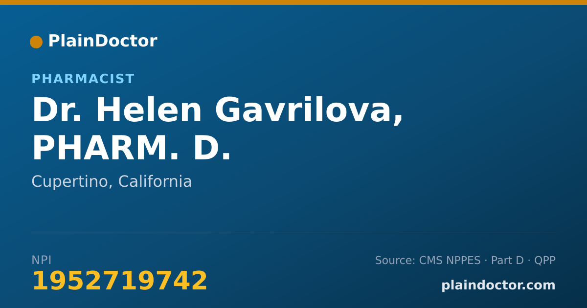 Shareable card for Helen Gavrilova, PHARM. D. - Pharmacist, Cupertino, CA