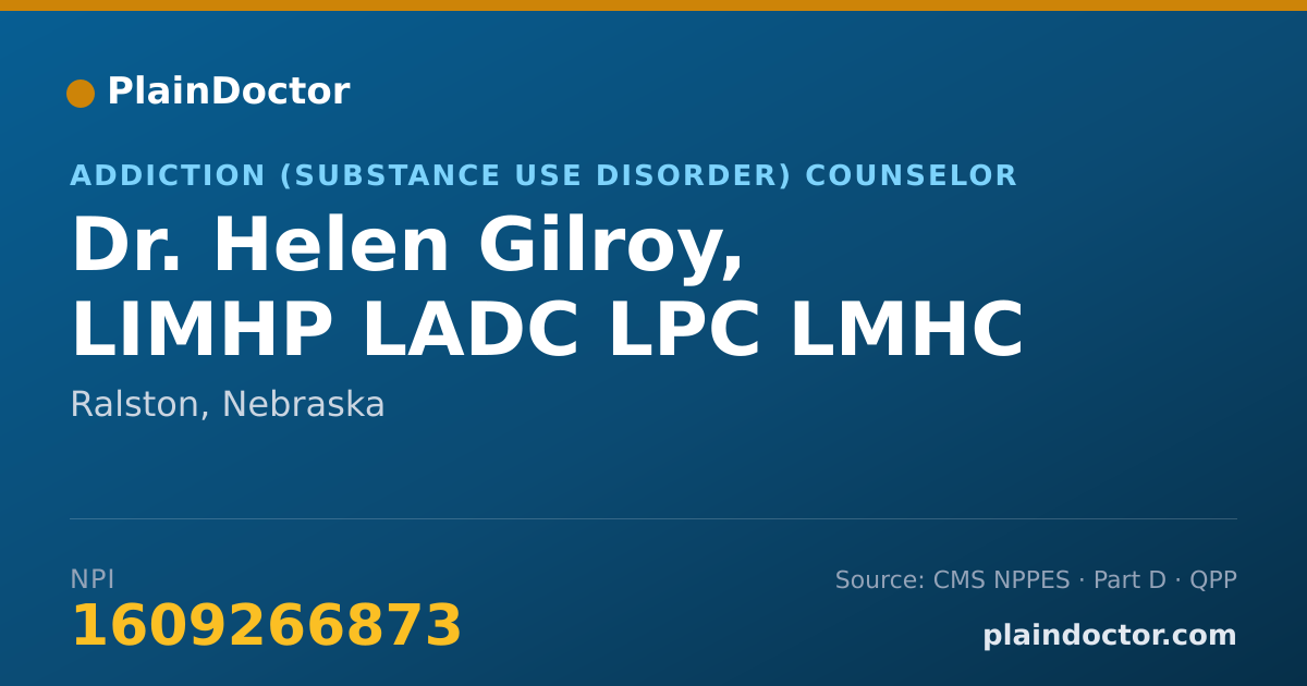 Shareable card for Helen Gilroy, LIMHP LADC LPC LMHC - Addiction (Substance Use Disorder) Counselor, Ralston, NE