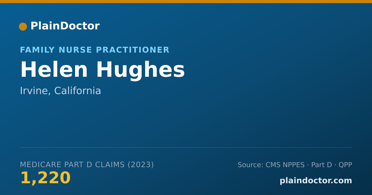 Shareable card for Helen Hughes - Family Nurse Practitioner, Irvine, CA