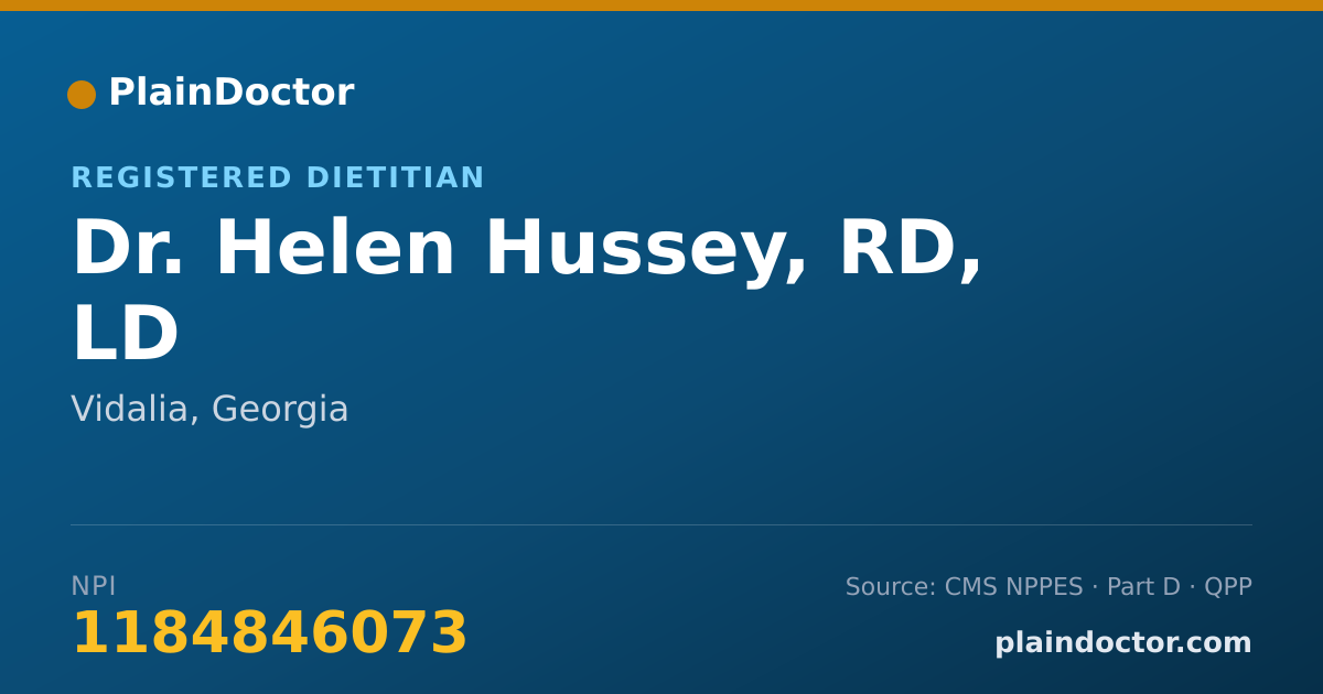 Shareable card for Helen Hussey, RD, LD - Registered Dietitian, Vidalia, GA