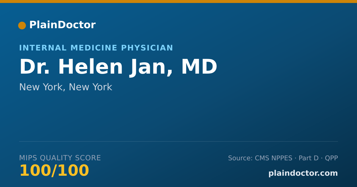 Shareable card for Helen Jan, MD - Internal Medicine Physician, New York, NY