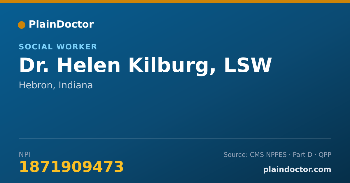 Shareable card for Helen Kilburg, LSW - Social Worker, Hebron, IN