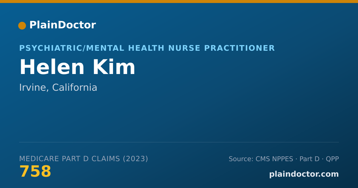 Shareable card for Helen Kim - Psychiatric/Mental Health Nurse Practitioner, Irvine, CA