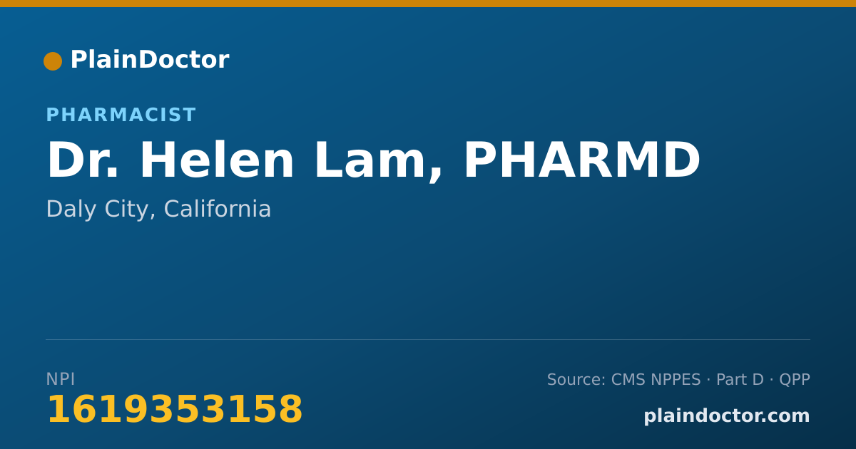 Shareable card for Helen Lam, PHARMD - Pharmacist, Daly City, CA