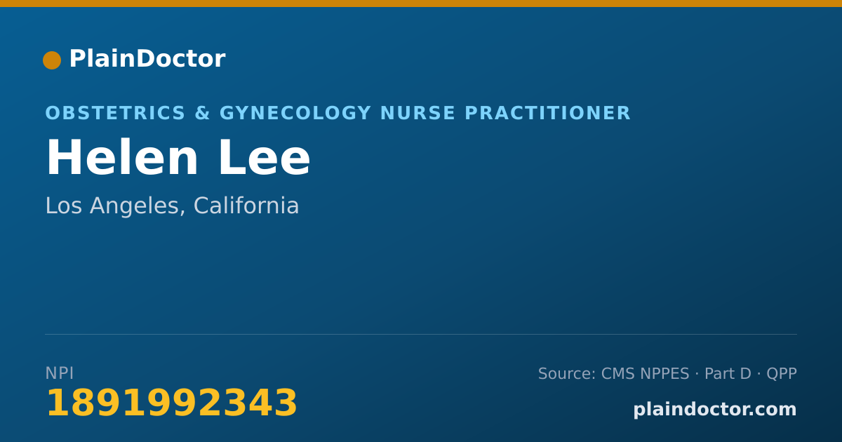 Shareable card for Helen Lee - Obstetrics & Gynecology Nurse Practitioner, Los Angeles, CA