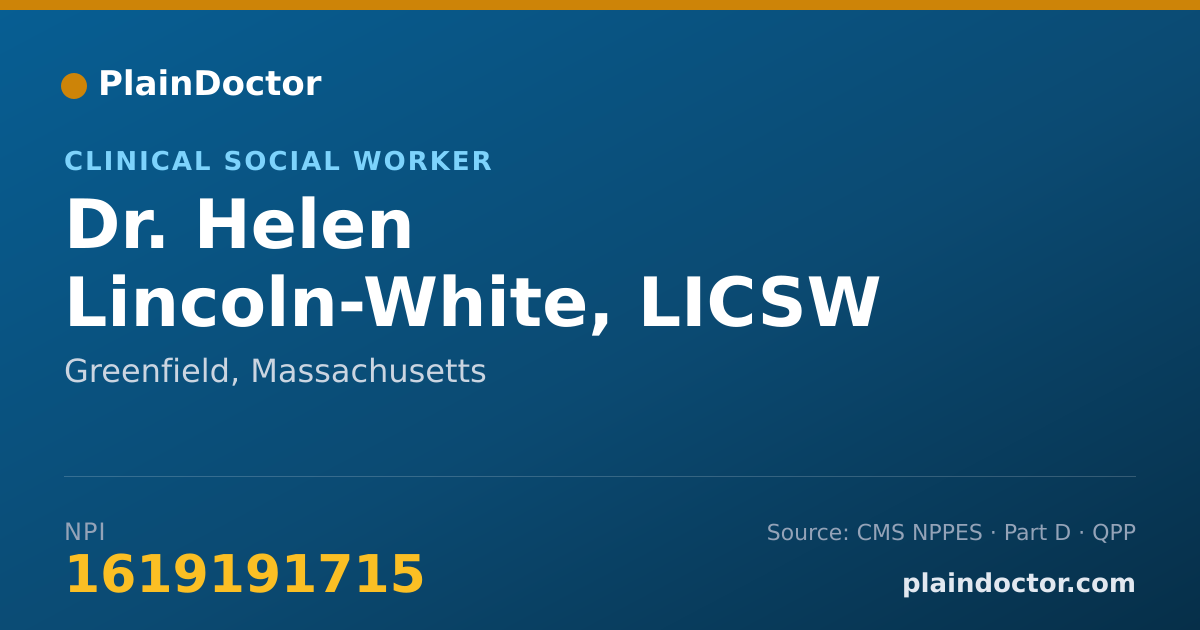 Shareable card for Helen Lincoln-White, LICSW - Clinical Social Worker, Greenfield, MA
