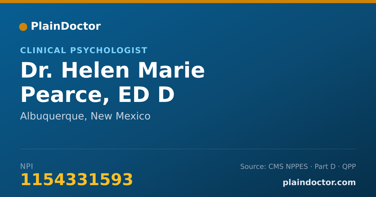 Shareable card for Helen Marie Pearce, ED D - Clinical Psychologist, Albuquerque, NM